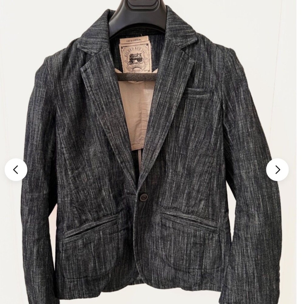Gilded Age NYC women denim blazer jacket-Small